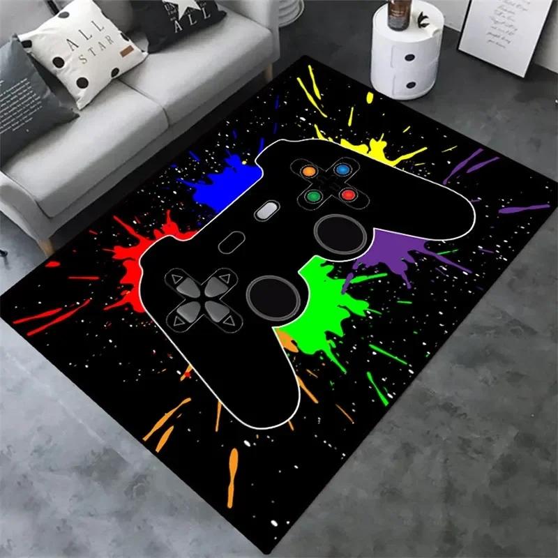 Gamer Rugs for Bedroom Playroom Boys Teen Game Gamepad Carpet Bathroom Kitchen Living Room Floor Mat Home Decor Non-Slip Doormat