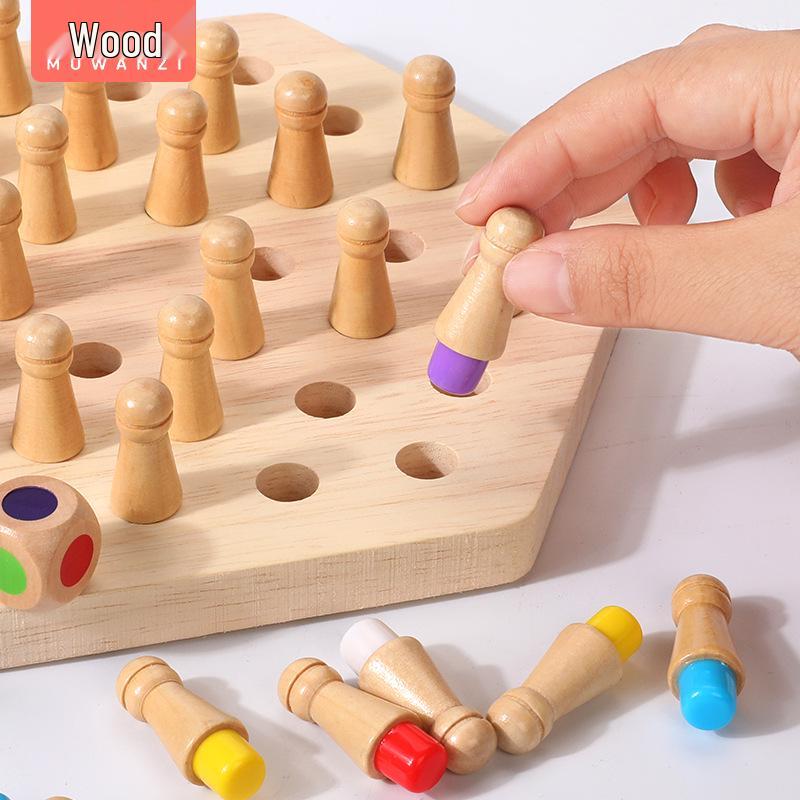 Wooden Color Memory Game for Kids: Early Education Puzzle for Observation and Concentration