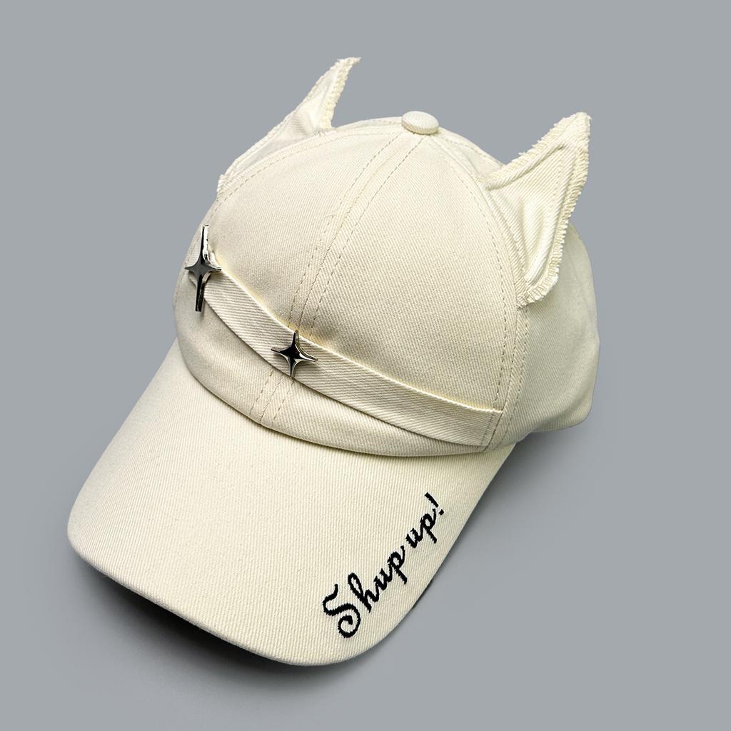 Spring And Summer Design Fox Ears Cross Rivets Alphabet Baseball Cap Men'S And Women'S Sunshade Personalized Cap