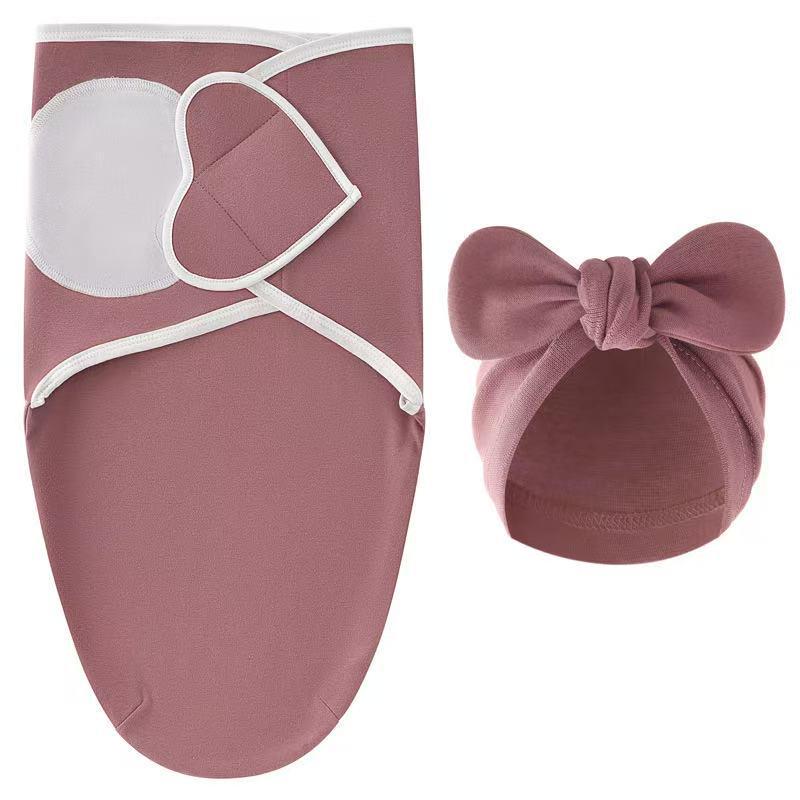 Newborn Swaddle Set: Silk Sleep Bag & Heart Blanket with Indian Hat