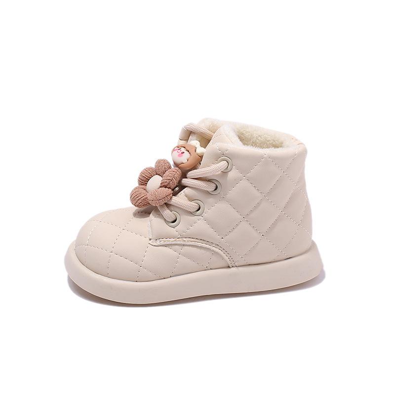 

Baby girl shoes, toddler short boots, princess shoes, soft-soled walking shoes, cute leather boots for girls, autumn and winter boots 21Inner Length13.5CM бежевый