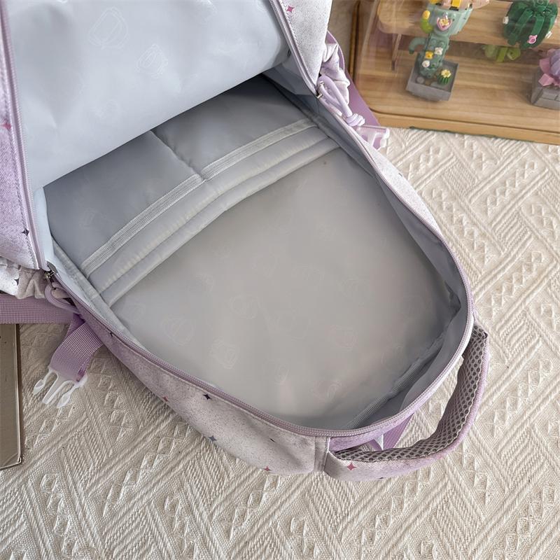 Color Block Women's Backpack Student Schoolbag Large Capacity Star Print Backpack