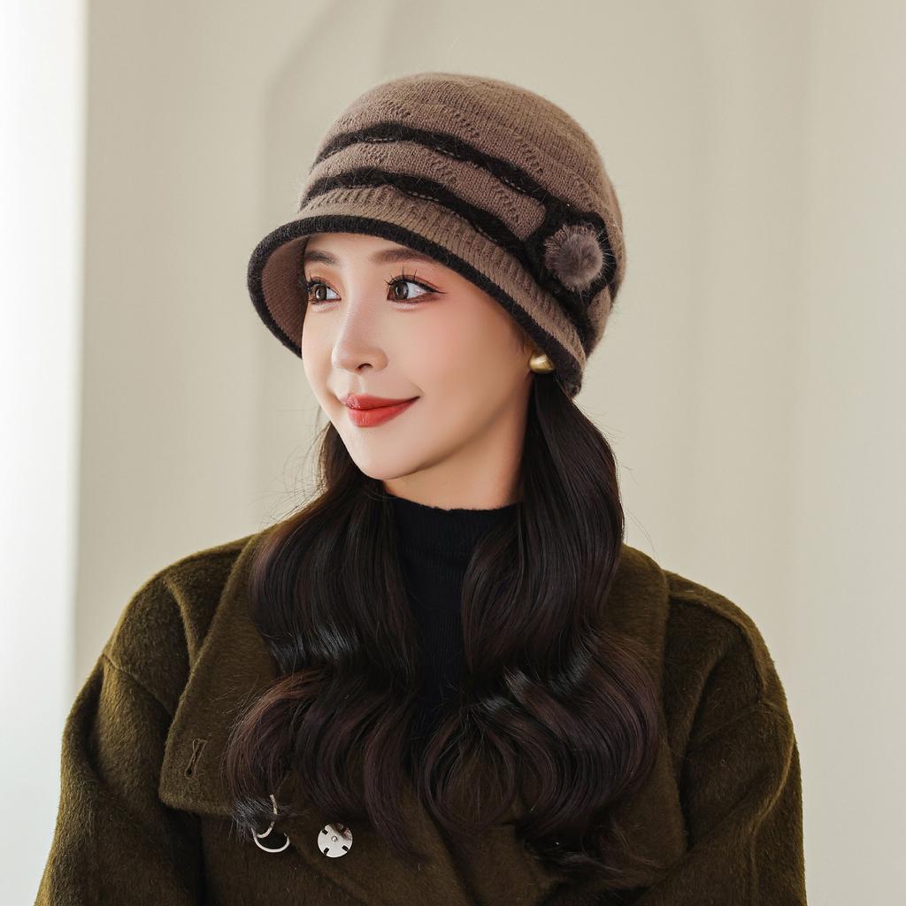 Autumn and winter mother hat winter outdoor cycling windproof piled thickened warm ear protector wool hat knitted hat