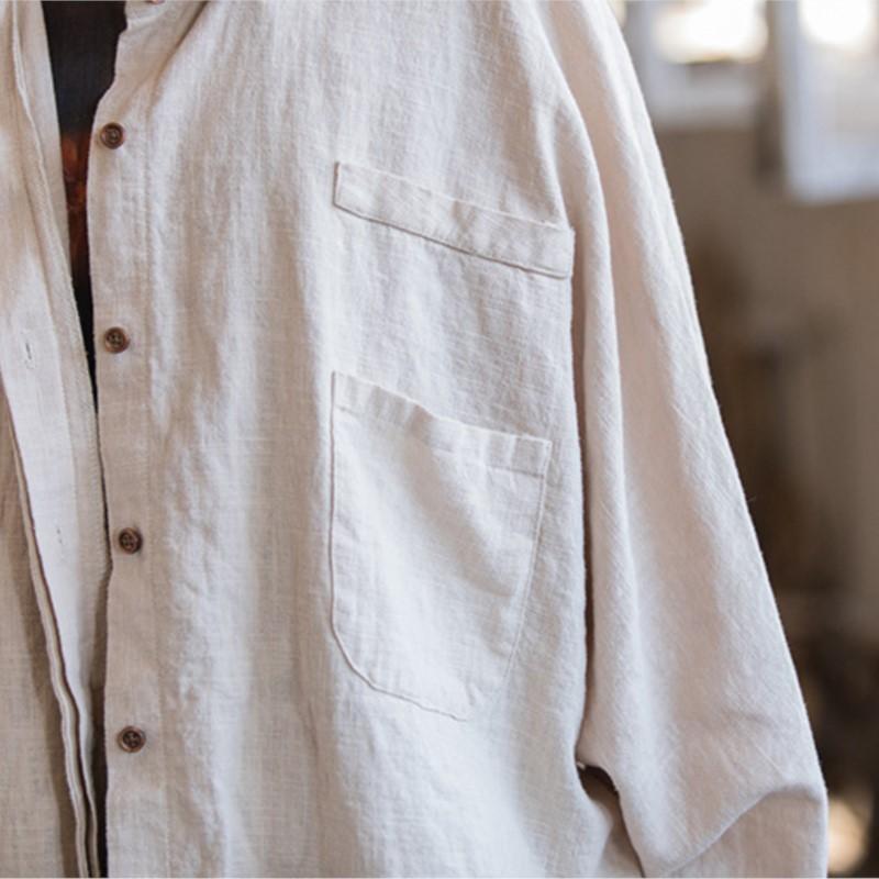 Johnature Women Vintage Ramie Cotton Bat Sleeve Shirts Tops Spring Solid Color Button Loose Women Blouses