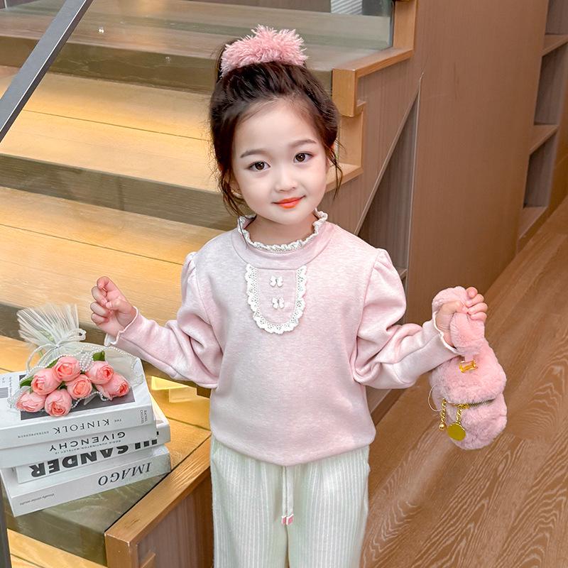 

Кружевной топ для девочек на флисовой подкладке Осень/Зима 2025 100cm