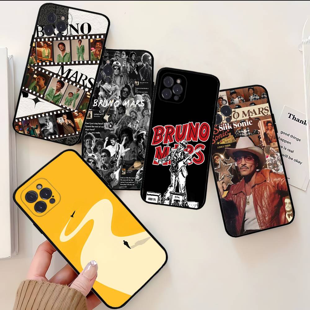 B-Bruno M-Mars Singer Phone Case For Iphone 17 16 15 14 13 12 11 Pro Max Plus Black Shell Cover Case
