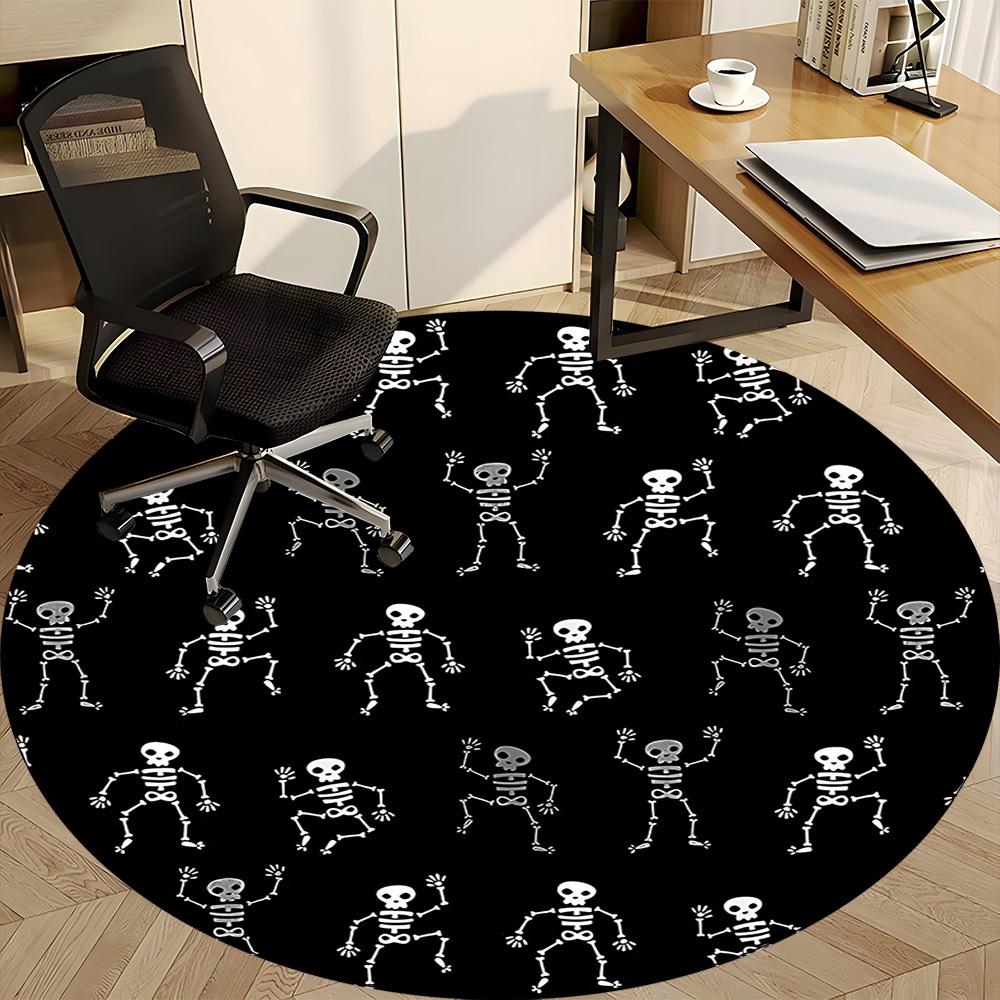 1pc Skeletoons Chair Carpet for Office, Indoor Non Slip Washable Polyester Fiber Carpet,