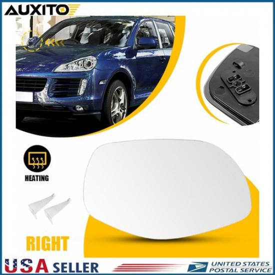 Passenger Right Heated Side Mirror Glass w Plate for Porsche Cayenne 2008 - 2010