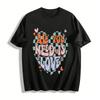Retro Checkerboard Love Slogan Print Casual T-Shirt Pure Cotton T-shirt