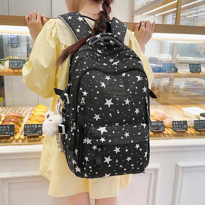 Student Schoolbag Star Printed Backpack Junior High School Student Class Backpack