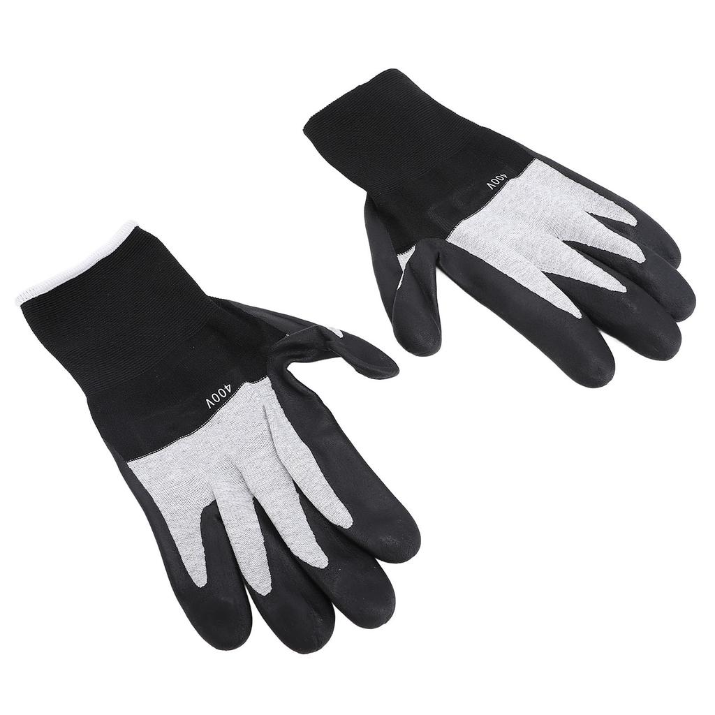 1 pár izolačních pracovních rukavic 400V napěťová odolnost gumová dlaň nylonové nehořlavé izolační rukavice pro elektrikáře