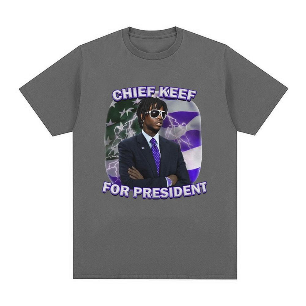 Rapper Chief Keef for President Graphic T Shirt Men Fashion Hip Hop Short Sleeve T-shirt Vintage Gothic Oversized T Shirts Tops