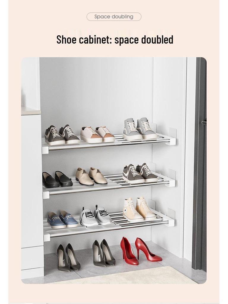 Multi-Layer Divider Cabinet & Telescopic Shoe Rack with Stainless Steel Sink Shelf