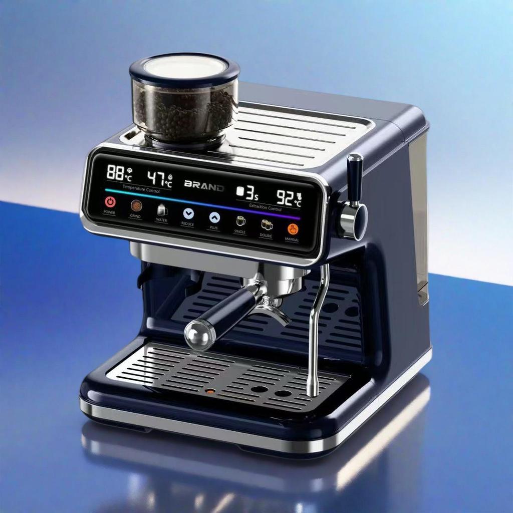 Italian Semi-Automatic Coffee Machine with Pump Pressure for Home Use - Integrated Coffee Bean Grinding and Frothing System