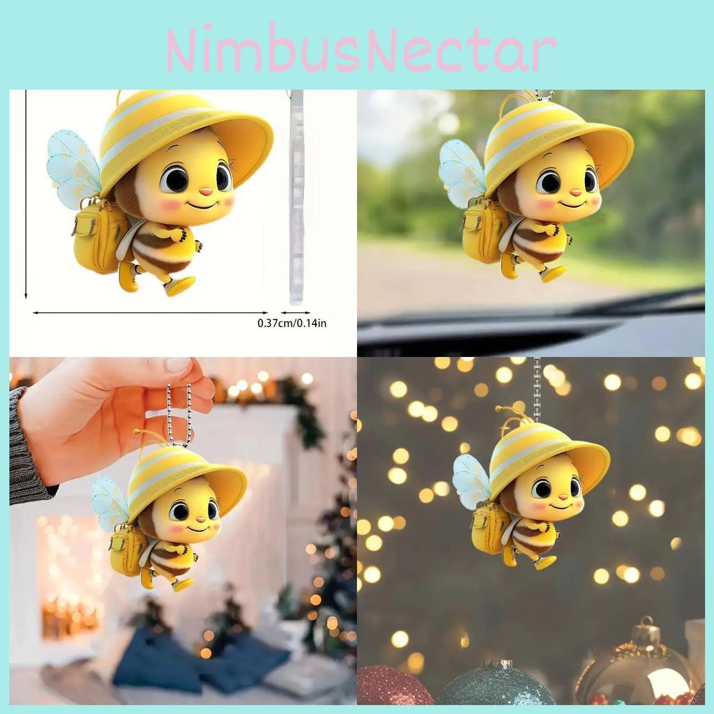 Adorable Acrylic Honeybee Car Charm Cute Bumblebee Backpack Decoration For Vehicle