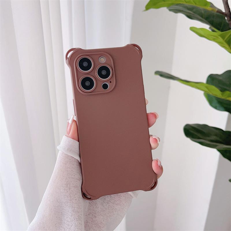 Solid color four corners anti-drop, suitable for Apple 14 mobile phone case integrated lanyard iPhone13 silicone 12promax soft case