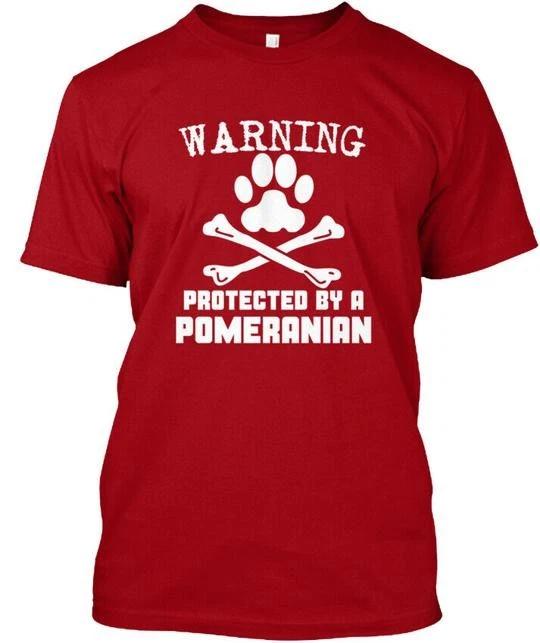 Warning Protected By A Pomeranian Funny T-shirt Made in the USA Size S to 5XL 4XL