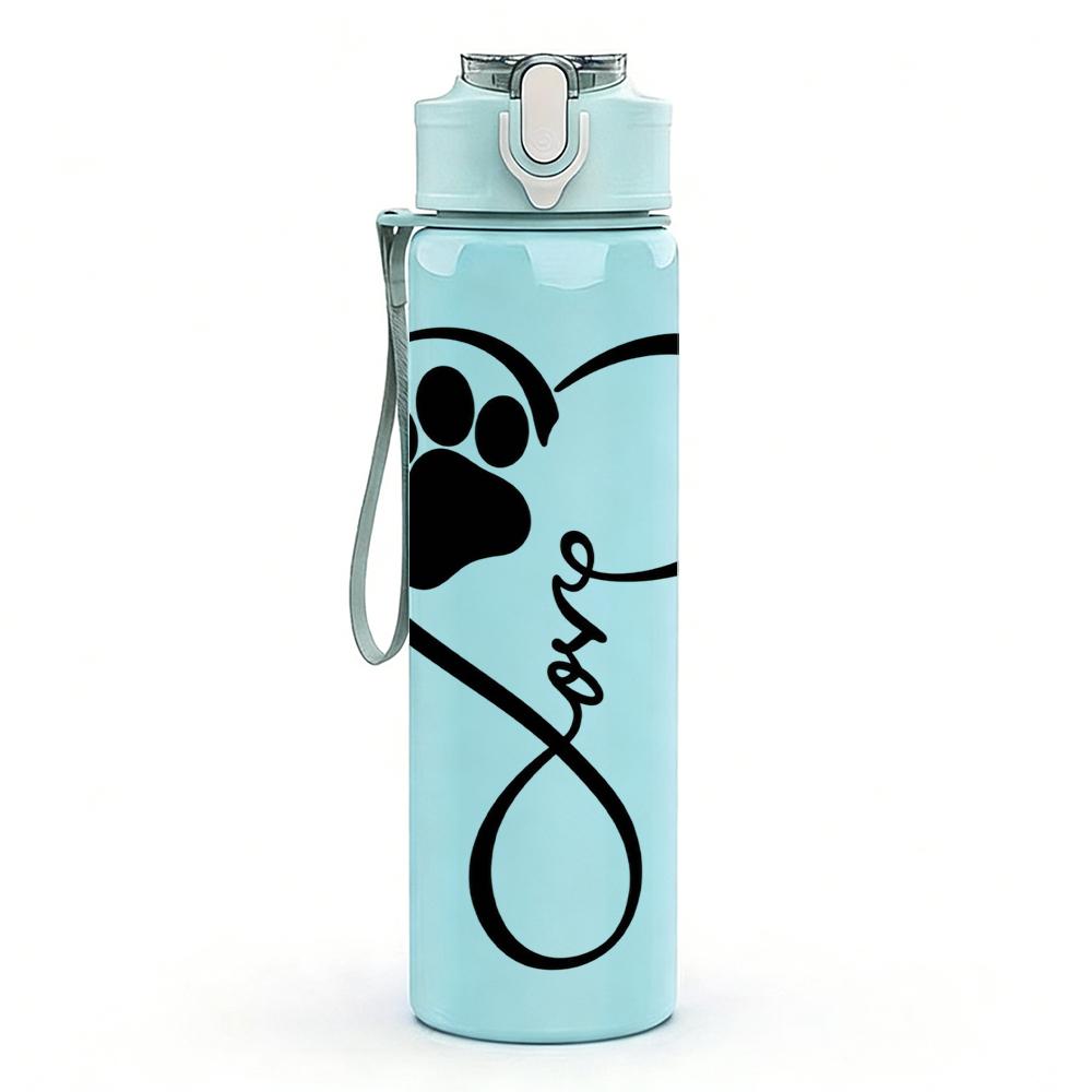 1PC Paw Heart Infinity Love Graphic,750ml Color Plastic Sports Water Bottle,Leakproof Flip Straw Lid,Suitable for Sports Office Home Use