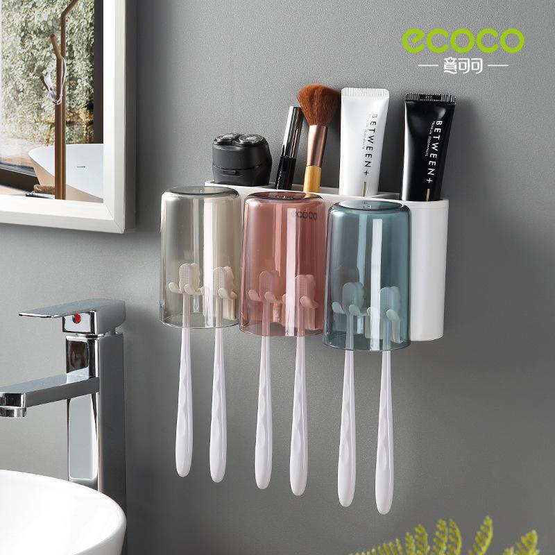 Toothbrush Cup Holder Wall-Mounted Toothbrush Rack Wall-Mounted Toilet No Punching Mouthwash Cup Electric Brushing Cup Set