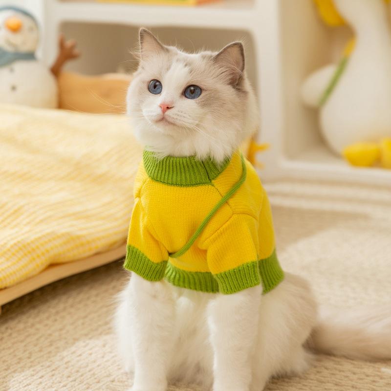 Jesień i Zima Ciepły Kot Słodki Dzianinowy Plecak Sweter dla Bezwłosego Kota Pies Teddy niż Niedźwiedź Odzież Ubrania dla Zwierząt
