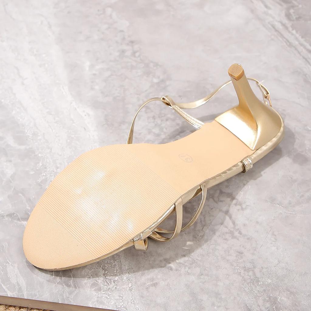Sandals Women's Shoes Summer 2025 High Heels Stiletto Elegant Party Stripper Fashion Sexy Gold Designer