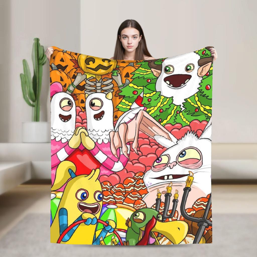 Warm Blanket Camping My Singing Monsters Bedding Throws Flannel Bedspread For Couch Chair Sofa Bed Pattern Sofa Bed Cover