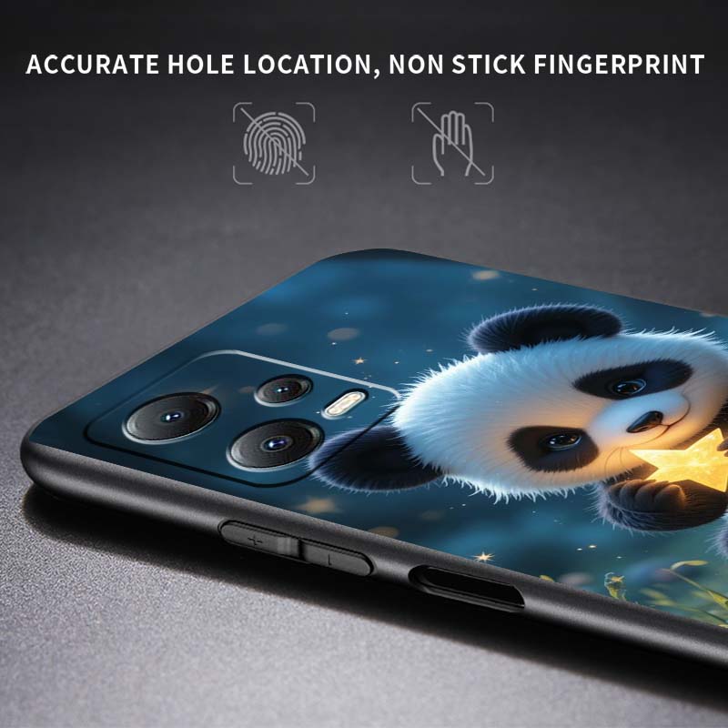 Cartoon Anime Panda Cute Phone Case For Xiaomi Redmi Note 15 14 13 12 12S 11E 11 11S Pro Plus 4G 5G Black Soft TPU
