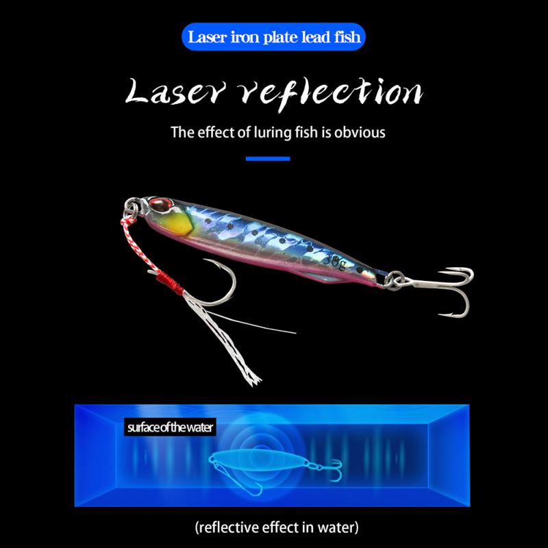 Metal Double Hook Fishing Bait Long Throw 30g 40g Iron Plate Sub-bait Freshwater Sea Sequins Vib
