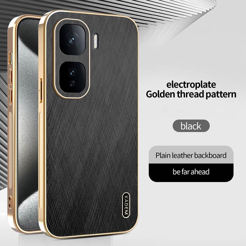 Stripe Thread Texture Leather Back Plating Case For iQOO Neo10 9 9S 8 Pro Plus Anti Fingerprint Slide Camera Protector Shell