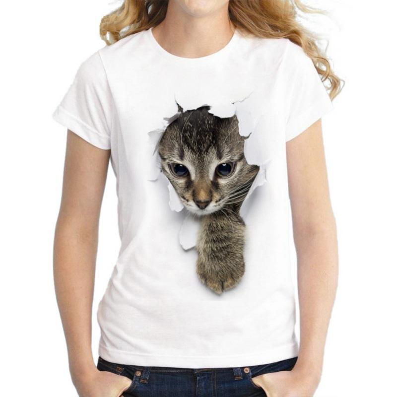 2021 Summer T shirt women Naughty Cat 3D Lovely Printing Originality ONeck harajuku Short Sleeves Tshirts Tops Tee Plus Size