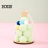 Plush Ball Ornaments Christmas Tree Ornament, Cute Pom Balls Tree-Shaped Hanging Pendant Multicolor Baubles with Star Topper for Wreath Home
