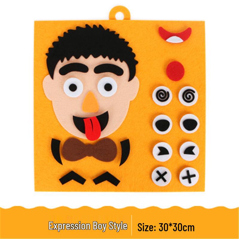 Kindergarten DIY Facial Feature Stickers Puzzle - Non-Woven Felt Material for Kids