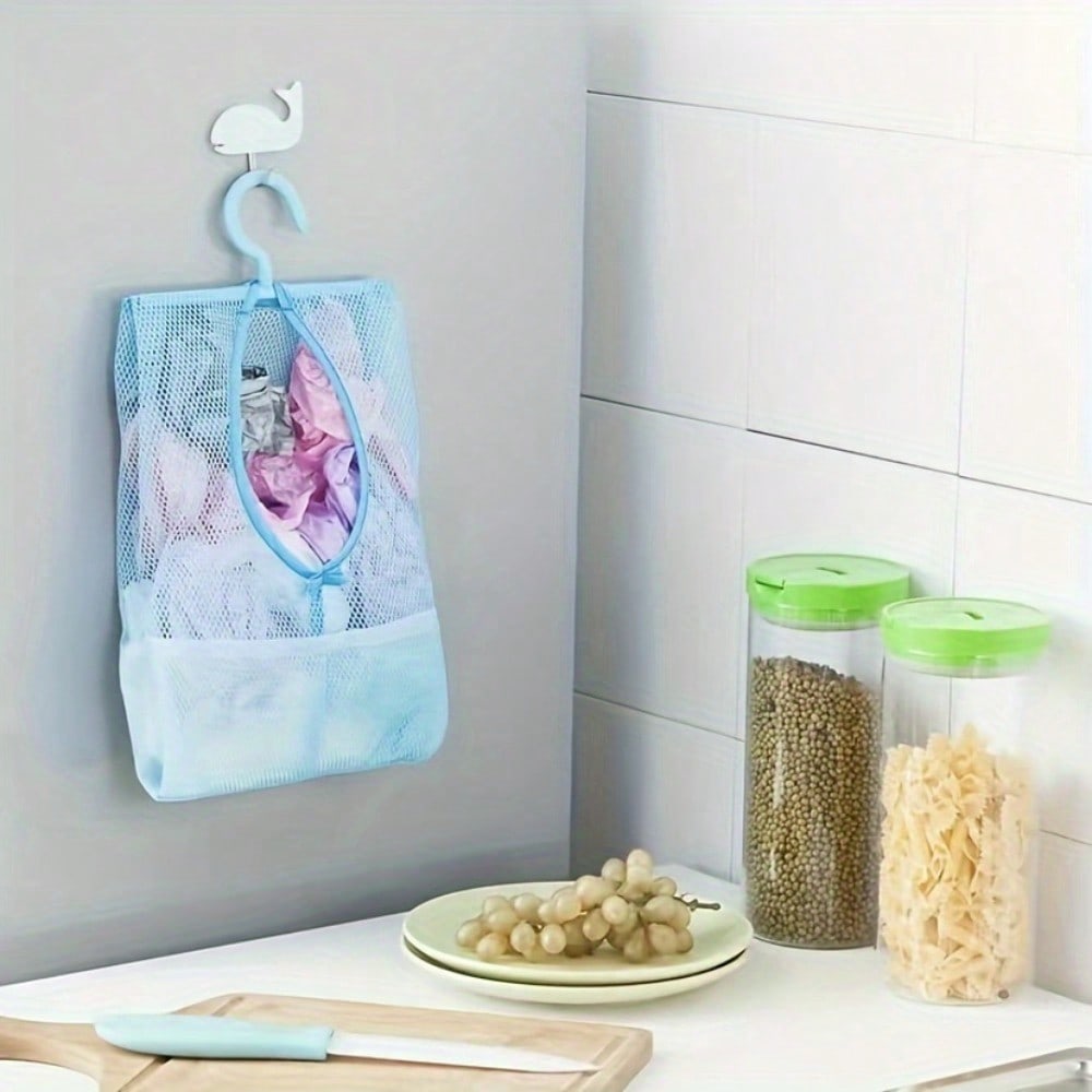 1pc Hangable Storage Mesh Bag | Multi-Purpose Clothespins Organizer, Polyester, Suitable For Kitchen And Bathroom, Drying And Storage Supplies