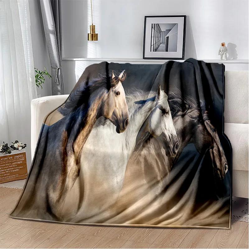 Horse Animal Pentium Gallant Steed Blanket,Soft Throw Blanket for Home Bedroom Bed Sofa Picnic Travel Office Cover Blanket Kids