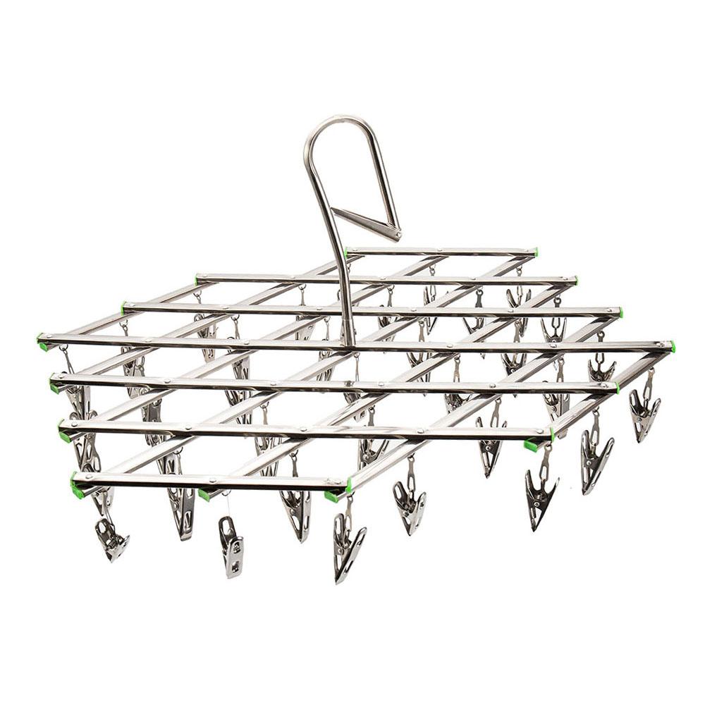 20/35 Pegs Clothes Folding Drying Hanger Stainless Steel Swivel Windproof Underwear Socks Clip Home Space Saving Drying Rack