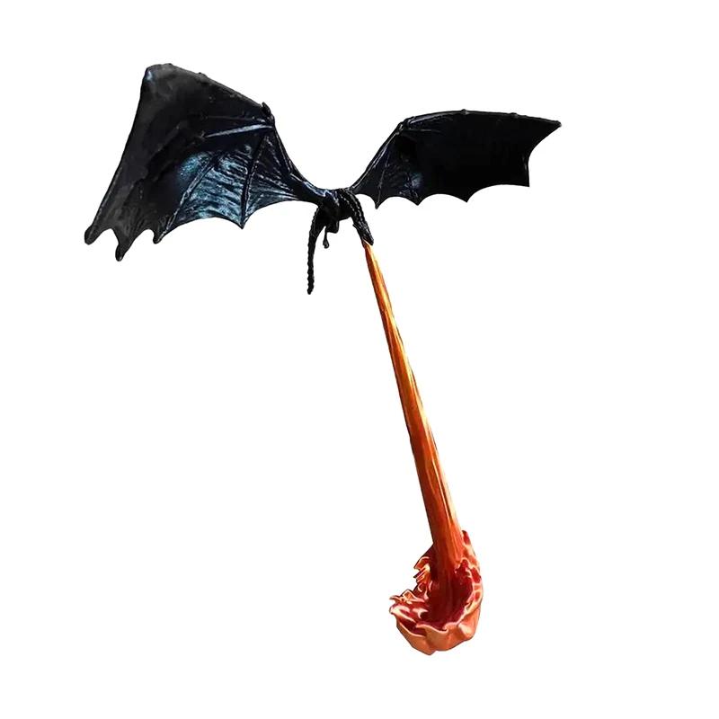 Knižní kout Dračí plamen Socha dýchající oheň Drak Gotický ornament Halloweenský dárek k narozeninám Dekorace police