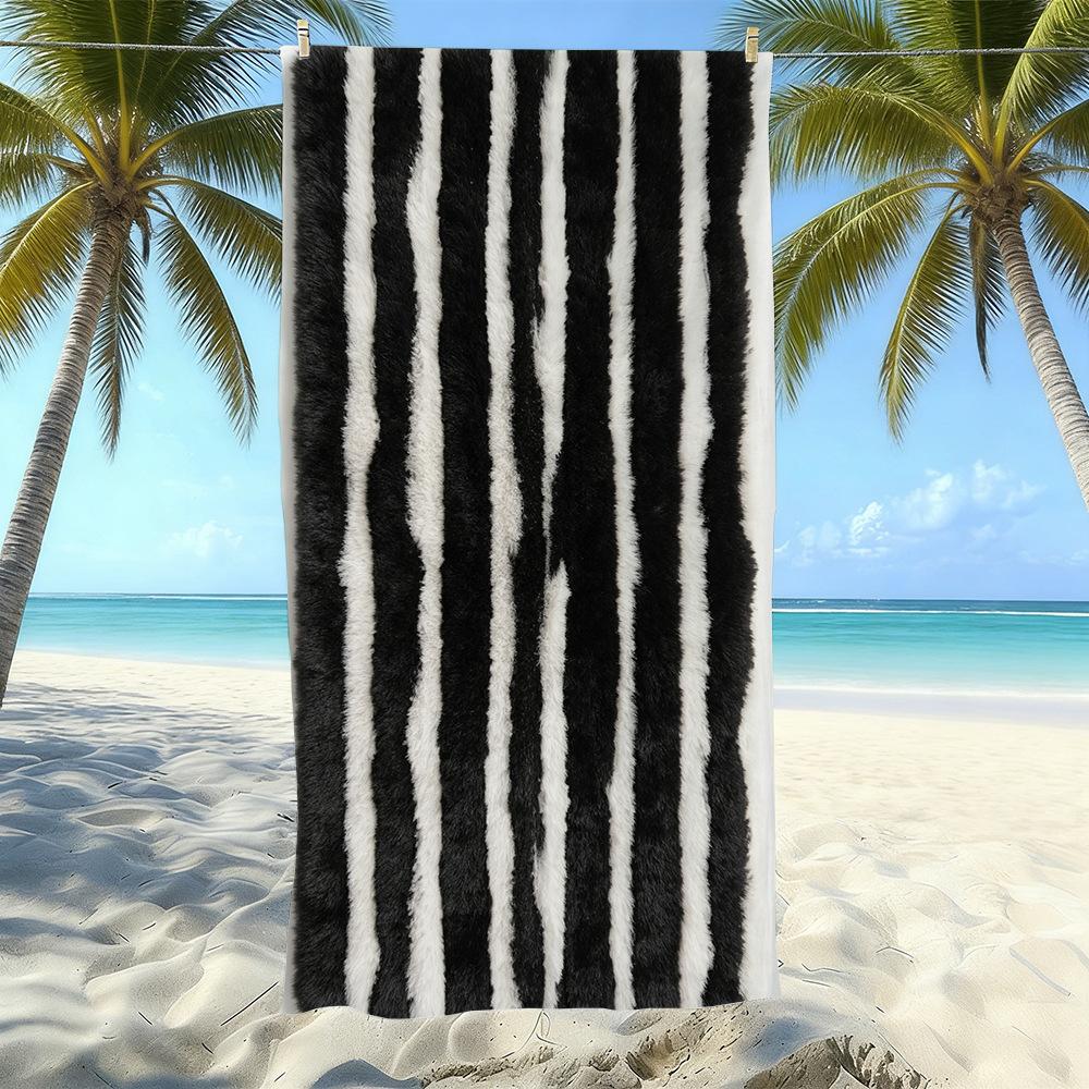 Populaire gestreepte bedrukte strandlaken Sneldrogend Zandvrij Volwassen Zwem Bad Handdoek Microvezel Handdoek