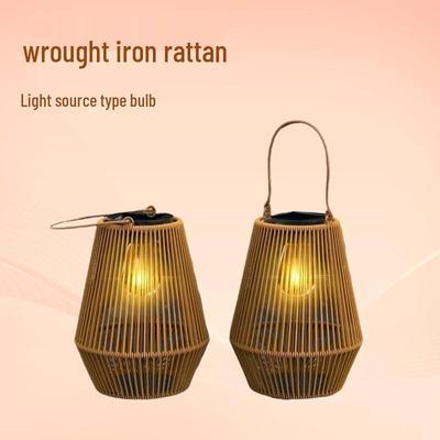 Solar-Rattanlaterne: Handgefertigte Dekoration im chinesischen Stil für den Innenhof