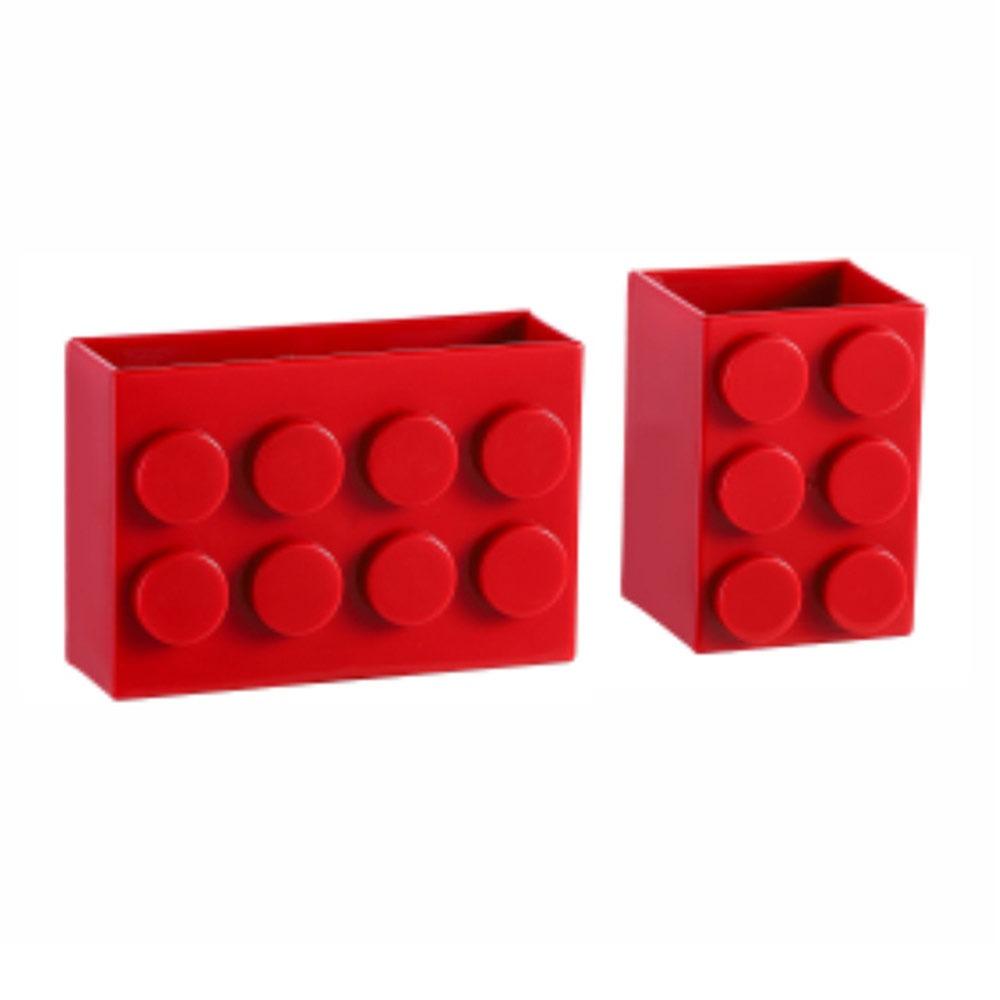 2Pcs Building Block Block Storage Box Tableware Container Desk Organizer  Kitchen Supplies