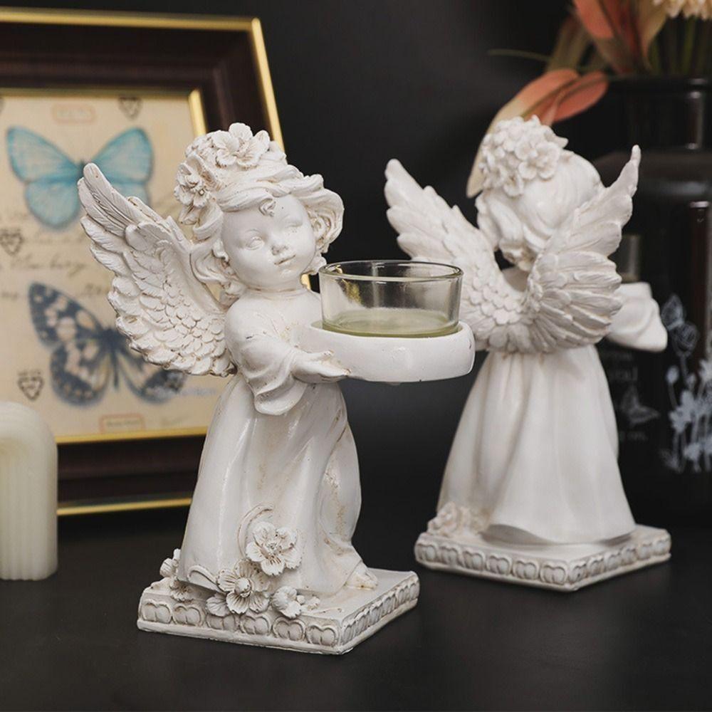 Nordic Angel Candle Holder Decorative Angel Display Holder Resin Angel Ornament  Candlelight Dinner