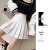 New 2024 Women's High Waist Black Pleated A-line Skirt - Short, Slimming, Summer to Autumn Style
