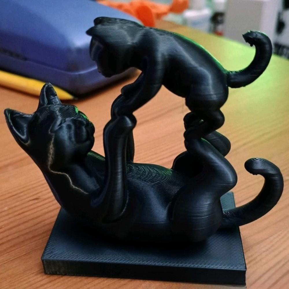 3D-Druck Eltern-Kind-Katzenstatue Minimalistische Katzen-Schreibtischdekoration Geschenk für Katzenliebhaber
