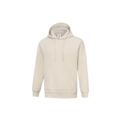 Li Ning Plain Hooded Pullover Sports Hoodie Men Hoodies Oatmeal-Gray AWDT987-4