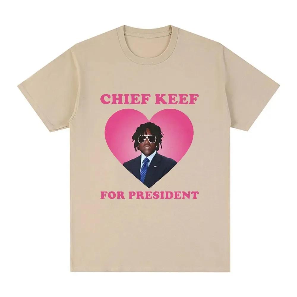 Rapper Chief Keef for President T Shirt Men Fashion Casual Short Sleeve T-shirt Aesthetic Vintage Oversized T-shirts Streetwear