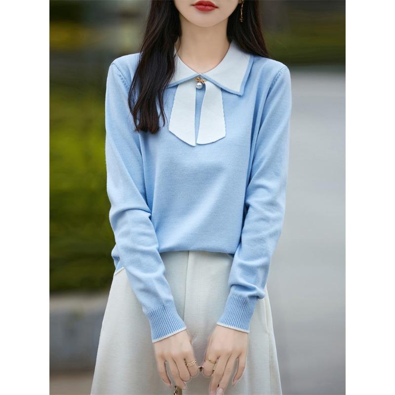 Women S Long Sleeve Knit Sweater Bow Decor Casual Top