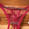 2Pcs Women Erotic Low Waist Lace Faux Pearl Pendants Decor Open G-string Thong