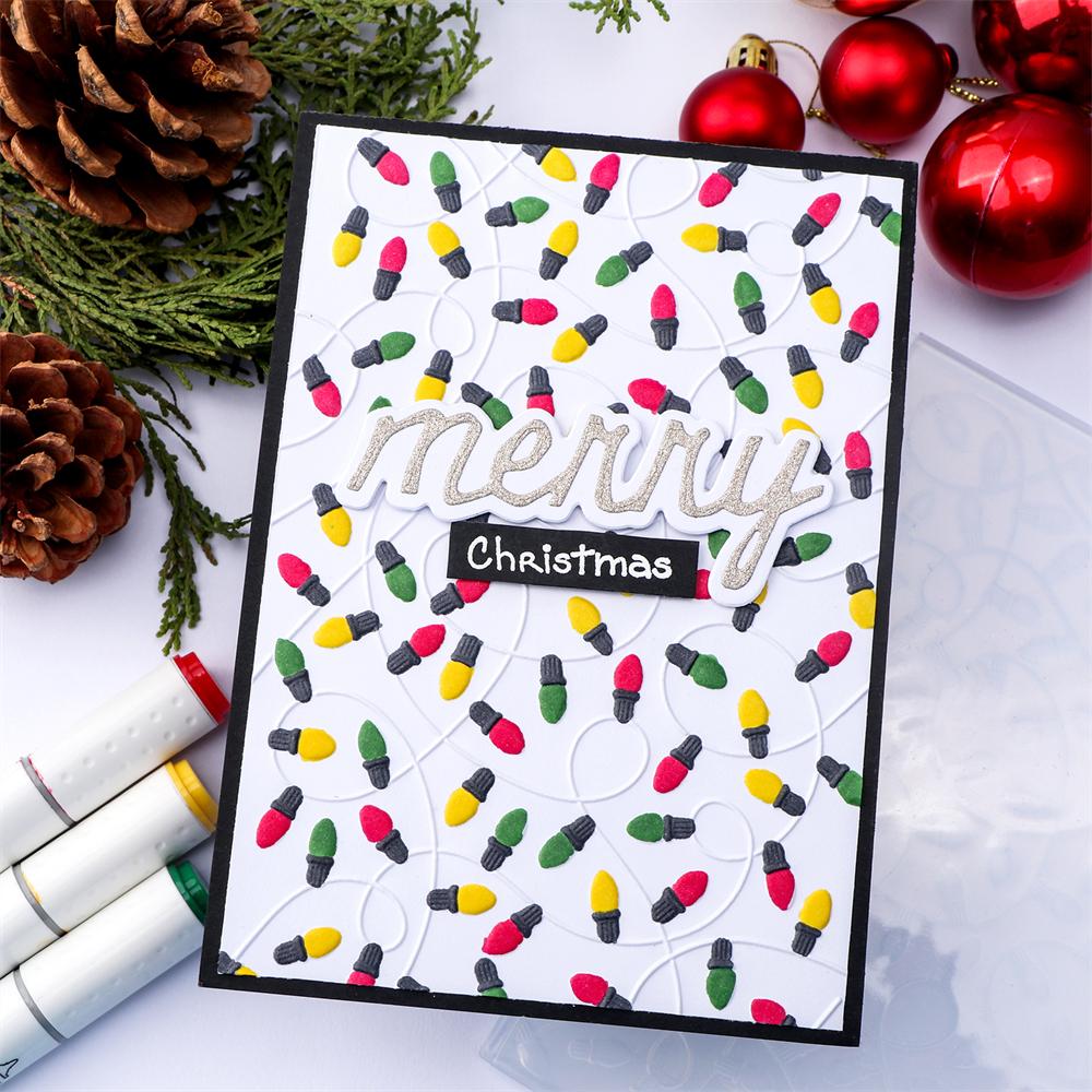 Little Village 3D Embossing Folder Christmas Holly and Candles Background Patterns Templates For DIY Scrapbooking Paper Crafting