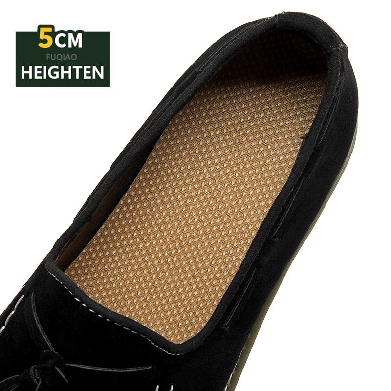 Fashion Genuine Leather Handmade Men Casual Elevator Loafers 5cm Hidden Inner Height Increase Slip-On Comfortable Driving Shoes Moccasin