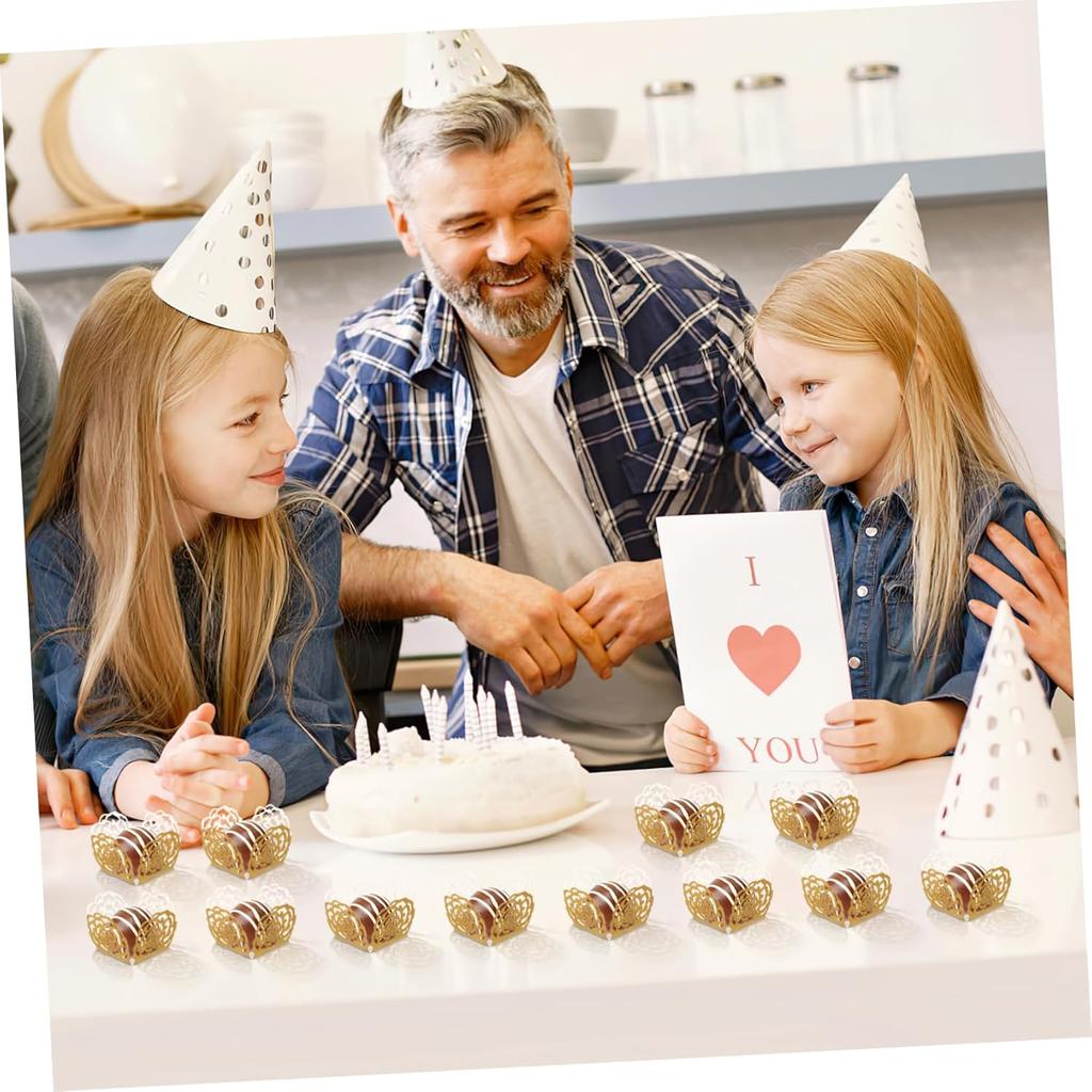 50pcs Hollow Rose Lace Paper Truffle Cups, Gold Cupcake Liners for Brigadeiro, Chocolate and Mini Candy, Ideal for Wedding, Party Dessert Table