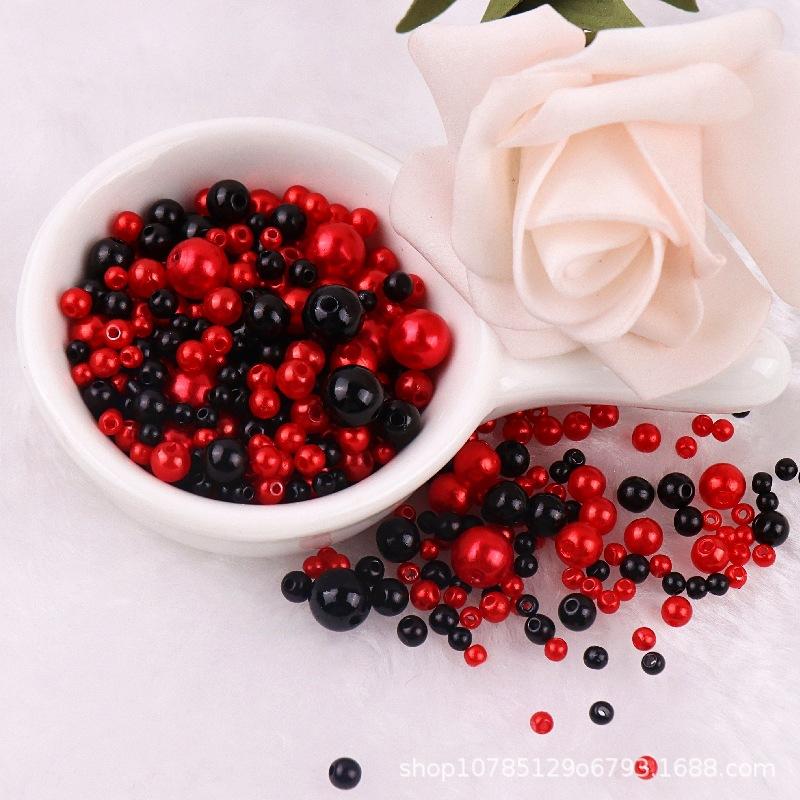 3-8mm Straight Hole Round ABS Imitation Pearl Multicolors Round Acrylic Beads Loose Beads for DIY Craft Scrapbook Decoration